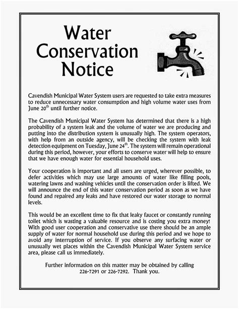 Bws sends a field collector to the customer's location about 2 weeks. Cavendish VT Blog: Water Conservation Notice