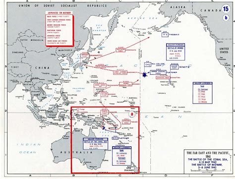 Map Map Depicting The Battle Of Coral Sea And The Battle Of Midway In