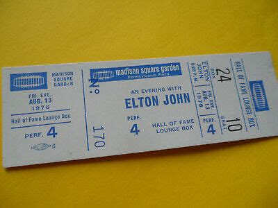 Elton John Original Unused Concert Ticket Madison Sq Garden