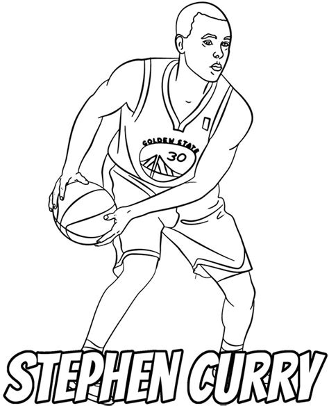 Curry can put the ball on the floor and create his own shot from anywhere on the floor and he doesn't need much notes: Stephen Curry coloring sheet for children printable images