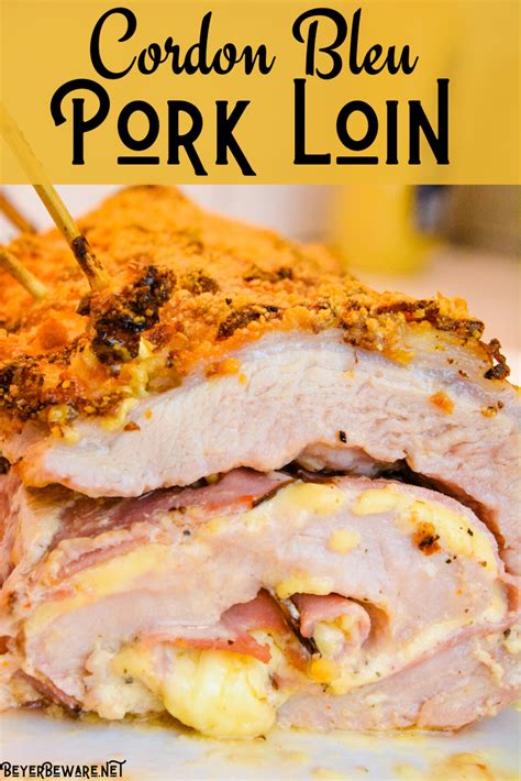 · pork loin recipe is very easy to prepare and results in a juicy, tender and very flavorful meal. Cordon bleu pork loin recipe is stuffed full of ham and ...