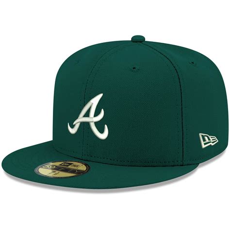 Mens New Era Green Atlanta Braves White Logo 59fifty Fitted Hat