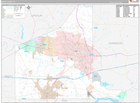 Gregg County, TX Wall Map Premium Style by MarketMAPS