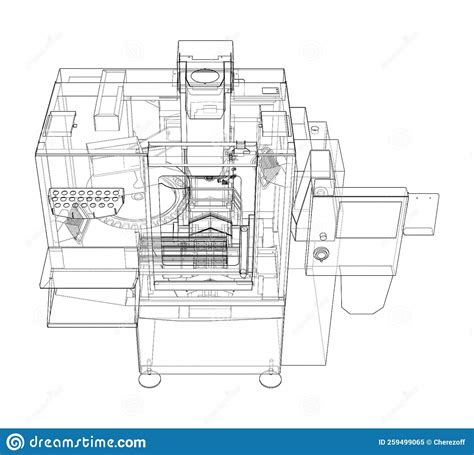Metalworking Cnc Milling Machine Vector Stock Vector Illustration Of