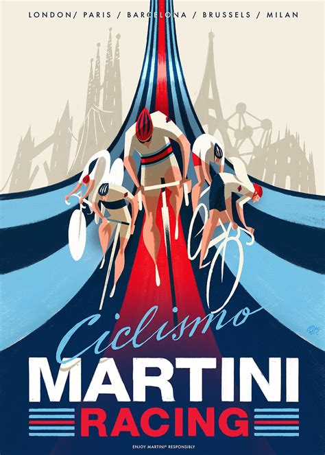 manifesto per “martini racing ciclismo” riccardo guasco 2018 fahrrad kunst retroposter plakat