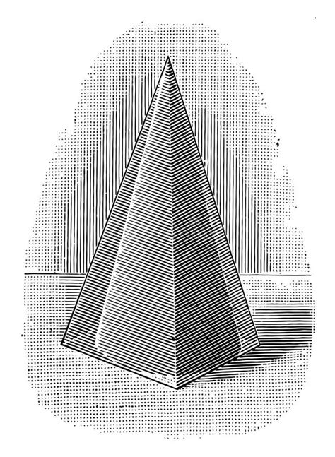 Pyramid Circumscribed About A Cone Vintage Illustration Stock Vector