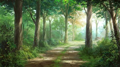 Desktop Wallpaper Anime Original Road Forest Hd Image Picture
