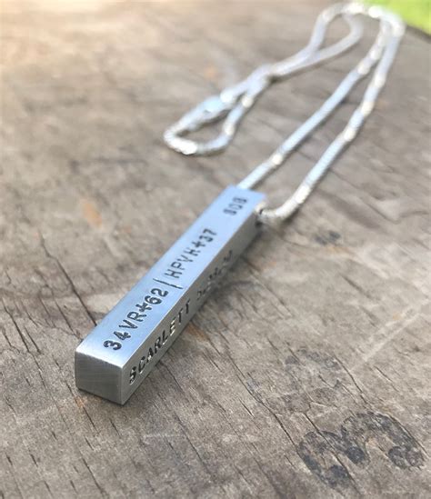 Personalized Mens Bar Necklace Mens Personalized Necklace Stainless Steel Bar 4 Sided Dad