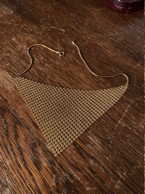 Vintage Gold Toned Chainmail Necklace Etsy Uk