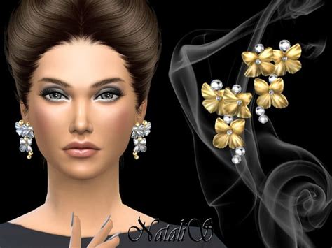 The Sims Resource Massive Metal Flower Earrings By Natalis • Sims 4