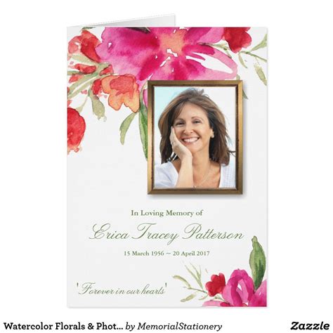 Funeral Thank You Cards Watercolor Floral Photo Au