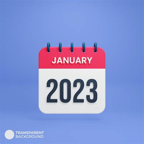 Premium Psd 2023 January Calendar Rendered 3d Illustration