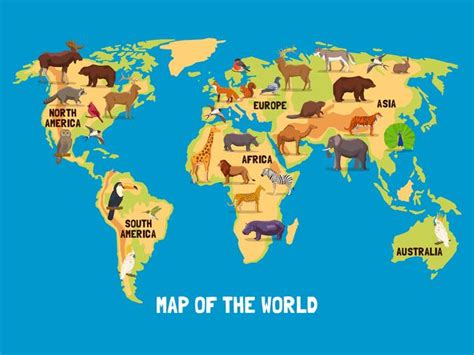 Animals World Map 466650 Vector Art At Vecteezy