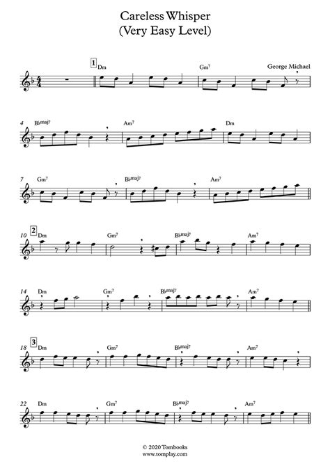 Download careless whisper sheet music for saxophone alto (very easy level) by george michael. Careless Whisper Soprano Sax Sheet Music (Very Easy Level ...