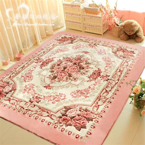 Romantic Pink Rose Rug For Living Room Elegant American Country Style