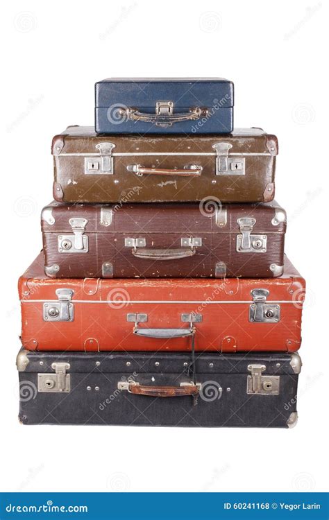 Stack Of Old Suitcases Isolated Stock Photo Image Of Textured