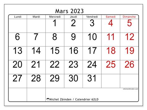 Calendrier Mars 2023 à Imprimer “44ld” Michel Zbinden Lu