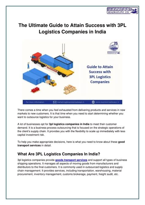 Ppt The Ultimate Guide To Attain Success With 3pl Logistics Companies