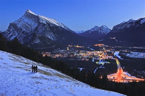 Aerial Dusk Winter View Banff Town Alberta Canada Photo Information