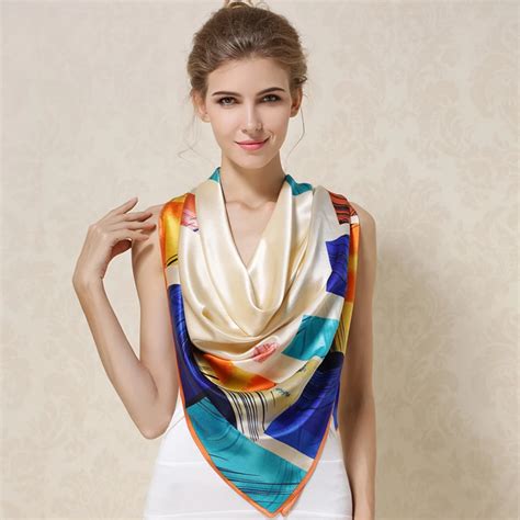 Buy Fashion Large Size Square Silk Scarf For Women Spring Autumn New Plaid