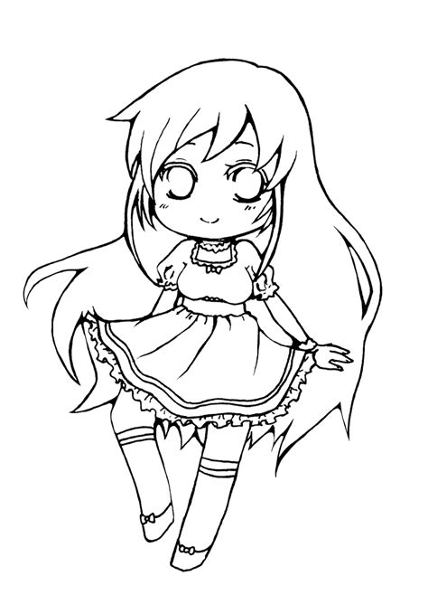 Chibi Spring Girl Lineart Free For Coloring By Vocaloid