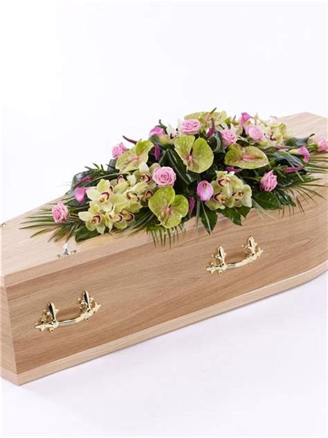 Rose Orchid And Calla Lily Casket Spray 5ft Funeral Flowers Birmi