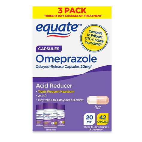 Equate Omeprazole Delayed Release Capsules 20 Mg 42 Count 3 Pack