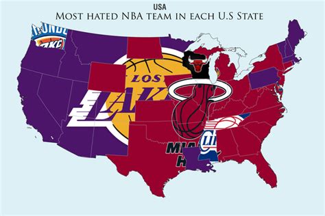 Maps Of The Usa Showing Most Hated Teams In Each State For Nfl Nba And