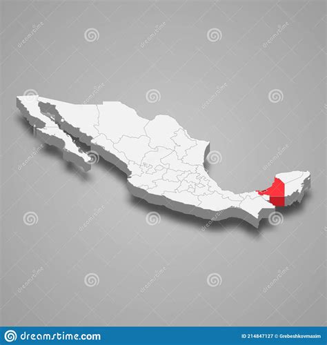 Campeche Region Location Within Mexico 3d Map Stock Vector