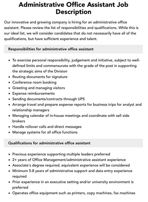 Arriba Imagen Office Assistant Job Description Abzlocal Mx