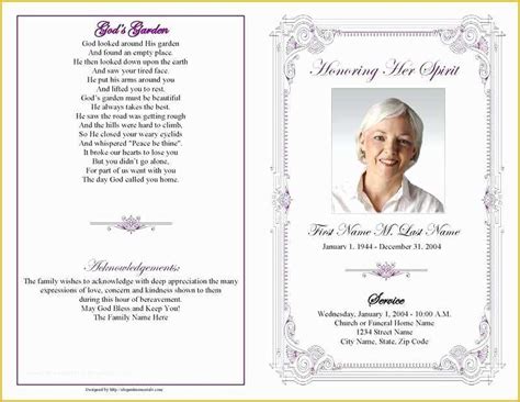 Free Funeral Program Template Microsoft Publisher Of Word Obituary