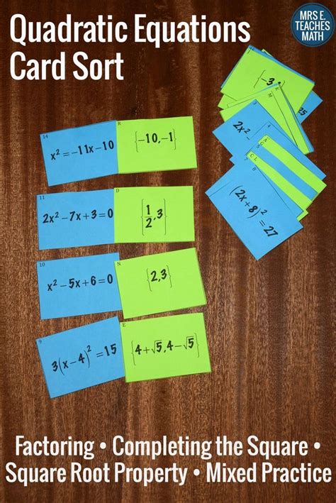 I Love New Activities For Quadratic Equations This Card Sort Practices