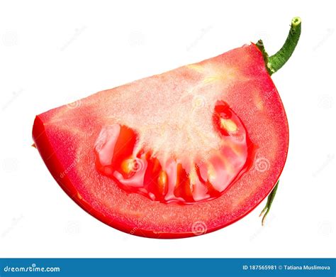 Fresh Tomato Slices Isolated On White Background Close Up Stock Image