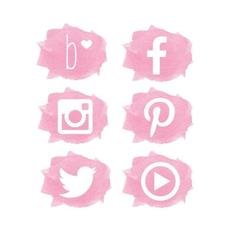 Redes Sociales Iconos Rosas