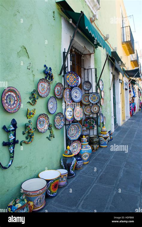 Talavera Pottery In Puebla Mexico Stock Photo Alamy
