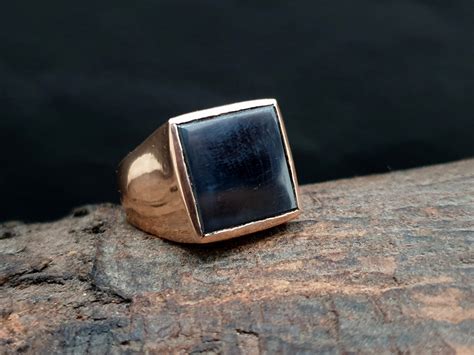 Hematite Ring 925 Solid Sterling Silver Ring Natural Square Etsy