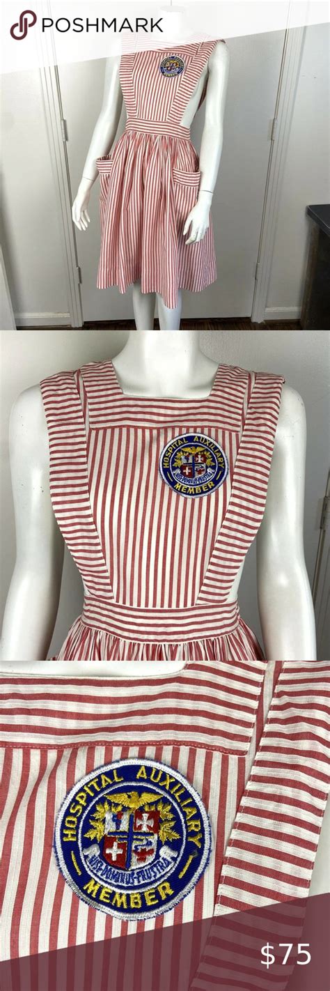 Vintage 40s 50s Faith Candy Striper Dress Uniform Pinafore Jumper