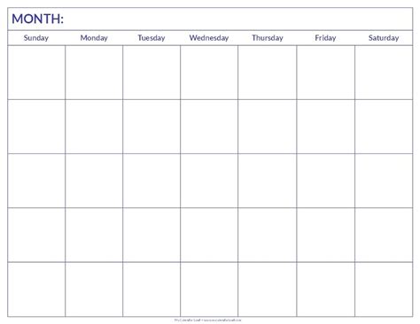 Incredible Blank Six Week Calendar Printable Printable Blank Calendar