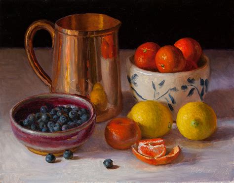 Wang Fine Art Blueberries Tangerines Lemons Still Life Painting