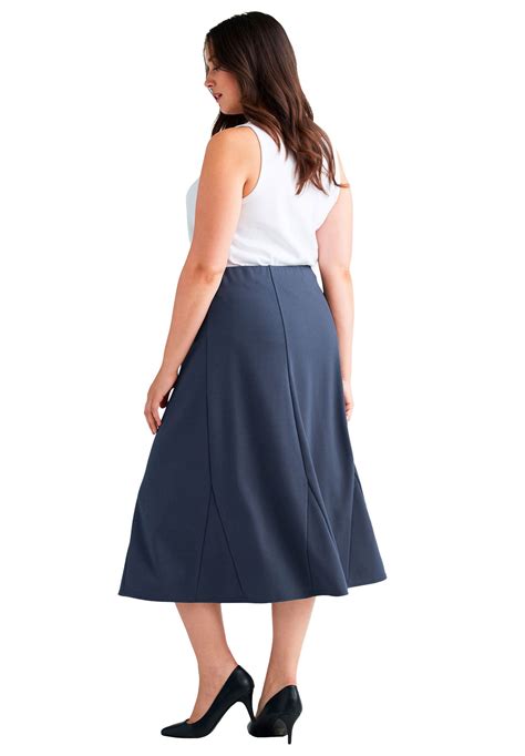 Ellos Ellos Womens Plus Size Flared Elastic Waist Skirt 5x Navy Blue