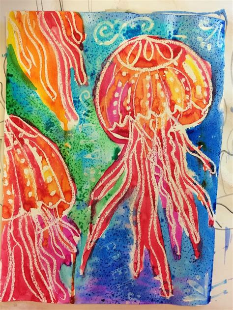 April Showers And Jellyfish Watercolor Resist
