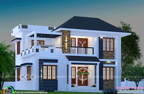 It can be a challenging to find the simple 4 bedroom house plans. 1744 square feet modern home with 4 bedrooms | House roof ...