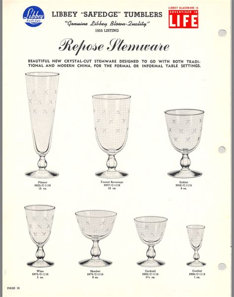 1955 Libbey Factory Stock Catalog Page For Repose Cutware I Have A Set Of 4 Of Those Sherbets