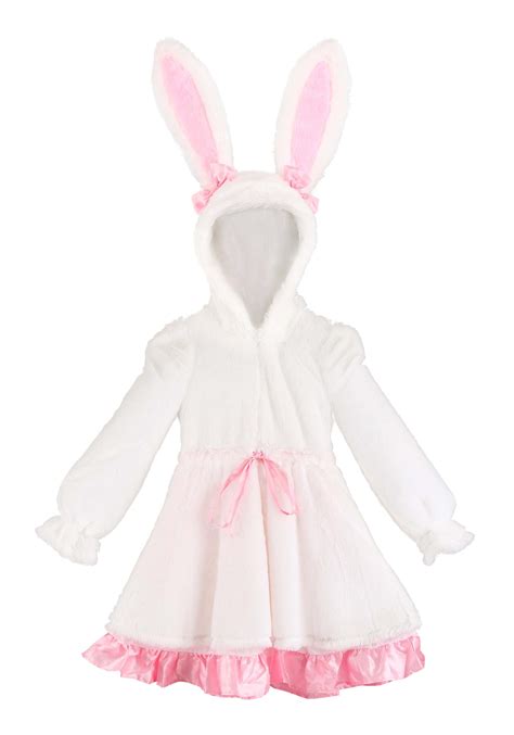 Fuzzy White Rabbit Costume For Girls