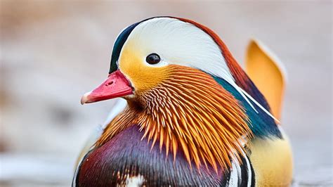 Colorful Mandarin Bird Duck Is Floating On Water Birds Hd Wallpaper