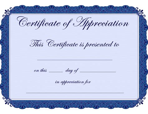 Appreciation Certificate Template Certificate Of Recognition Template