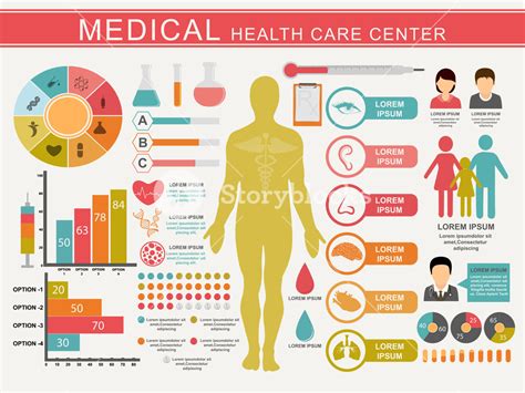 Medical Infographics Set Including Statistical Charts Human Body And