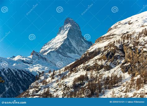 Stunning View Of Matterhorn Mountain In Swiss Alps Stock Image Image