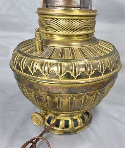 Antique Brass Kerosene Lamp That Has Been Electrified Clix Auctions Llc