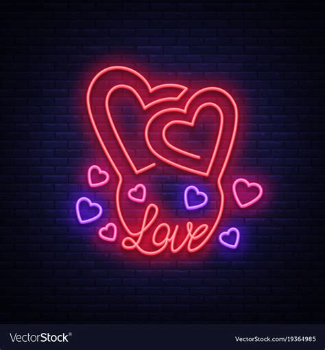 Love Symbol Neon Sign On Theme Royalty Free Vector Image